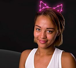 LED Cat Ear Headband with Pink LED Lights Feline Inspired